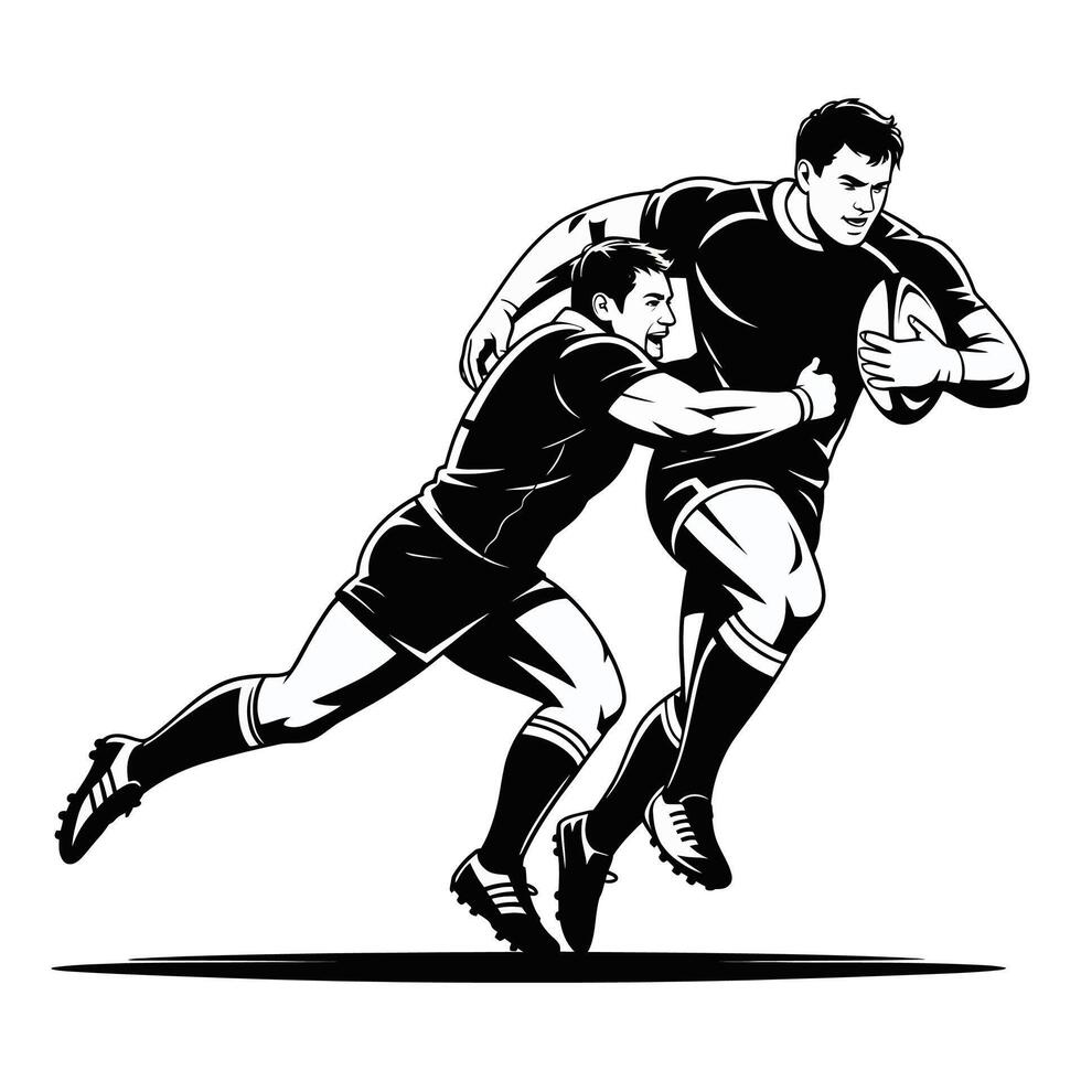 Dynamic Rugby Tackle Clipart for Sports Designs. vector