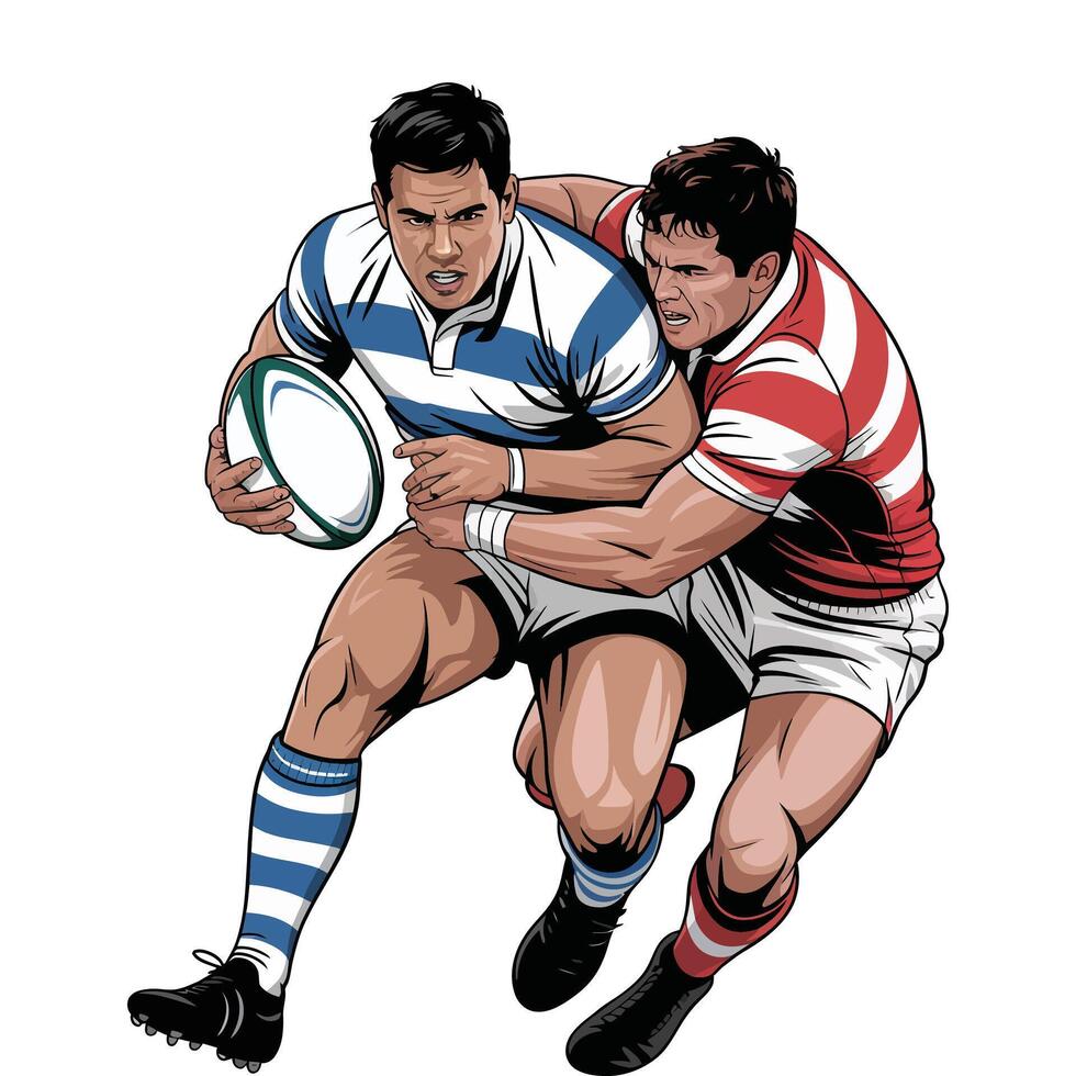 Dynamic Rugby Tackle Illustration. vector