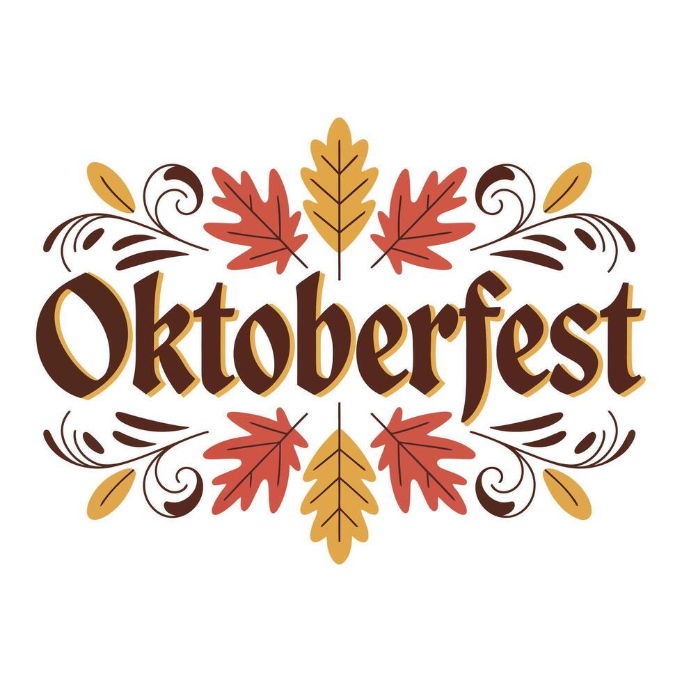 Flat Oktoberfest Typography with Bavarian Flair. vector