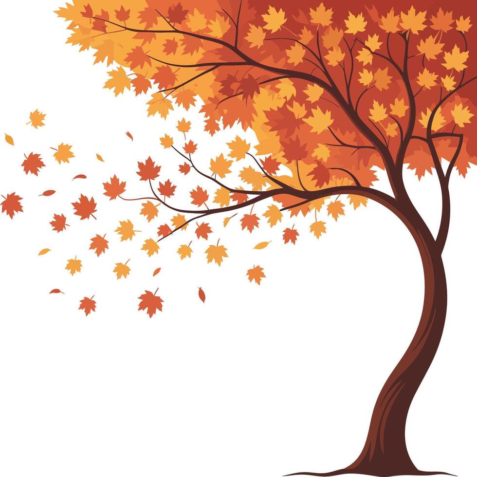 Minimalist Fall Tree Design on White Background. vector