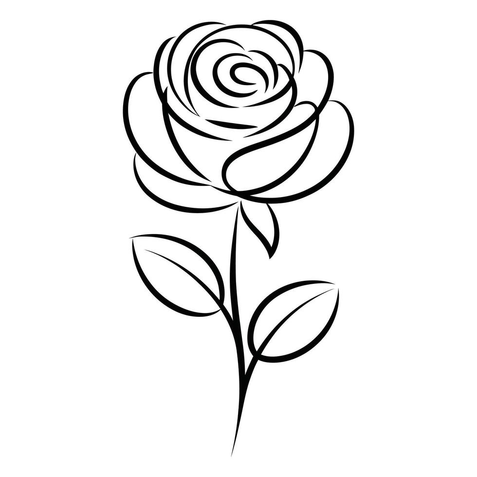Minimalist Rose Line Art Design. vector