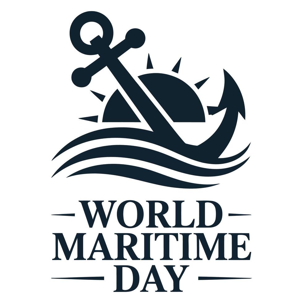 World maritime day logo with anchor and sun vector