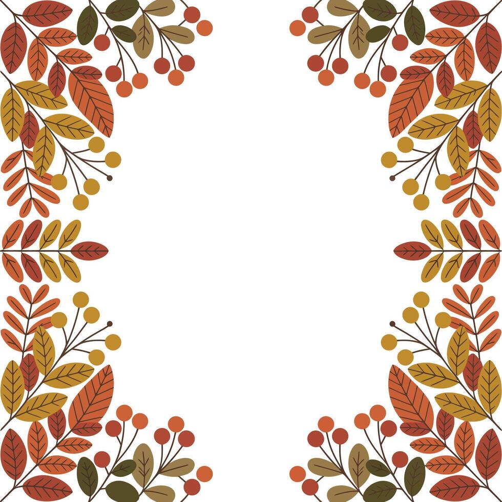 Flat Autumn Border Design. vector