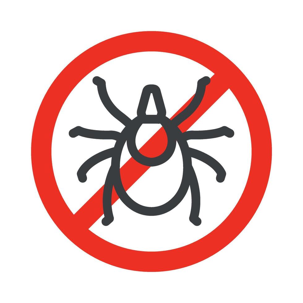 Warning of the infection risk from a tick bite. Circle informational sign. illustration vector