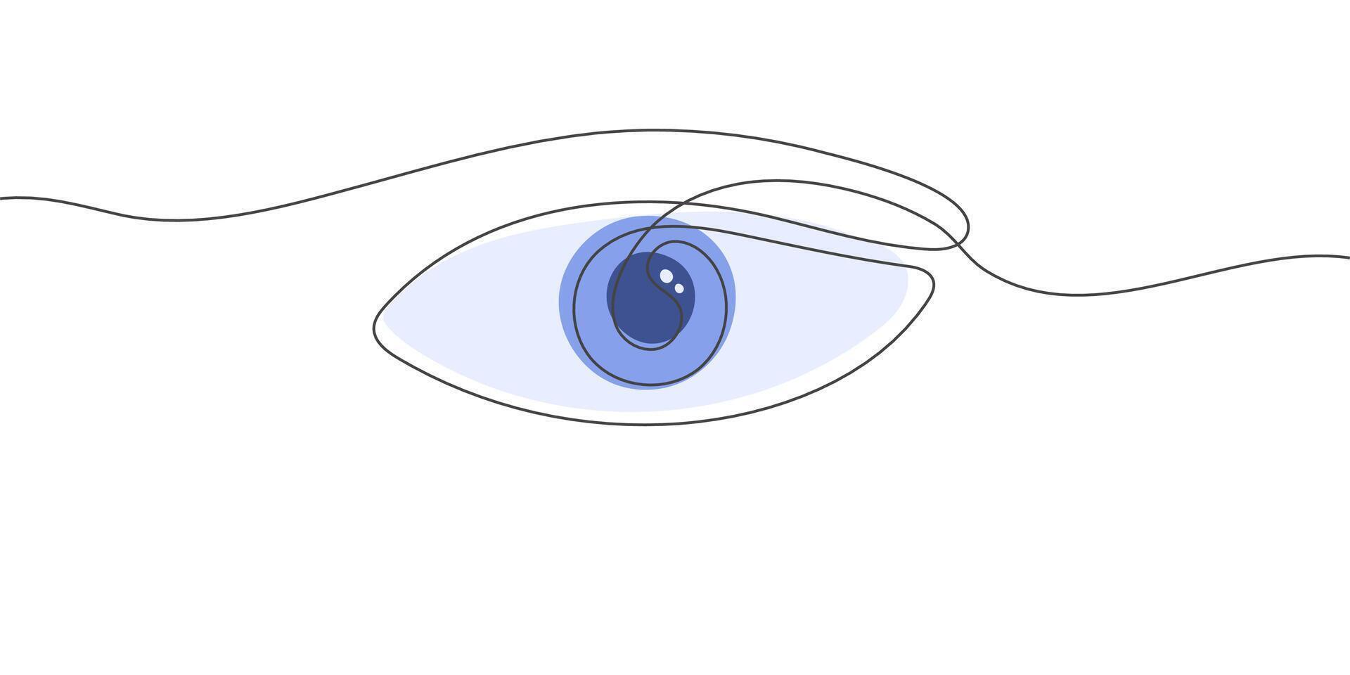 Blue Eye one line. Abstract human eye countrour line vector