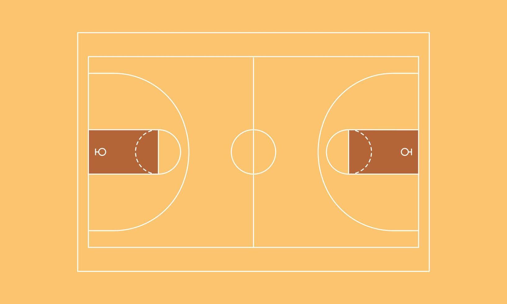 Basketball court line illustration isolated in white background vector