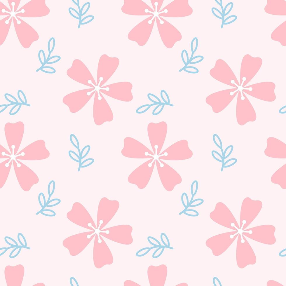 pink flowers seamless pattern. spring time print vector