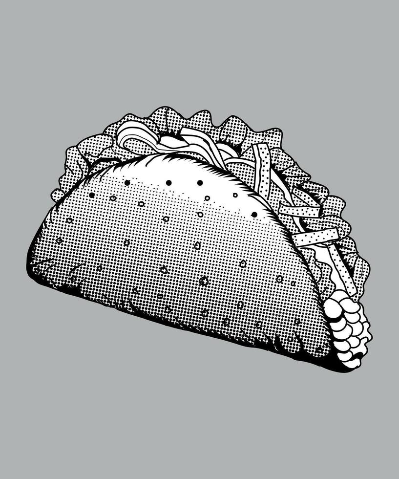 Taco's black and white design vector