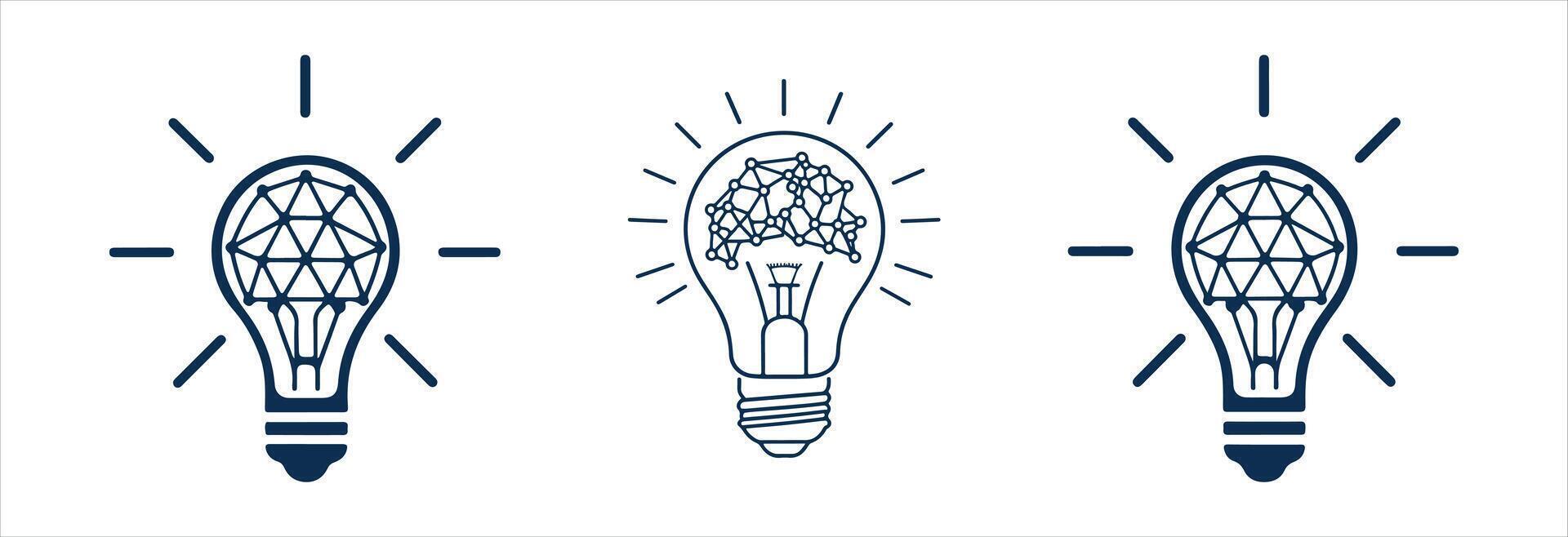 Minimalist AI Light Bulb Line Art on White Background vector