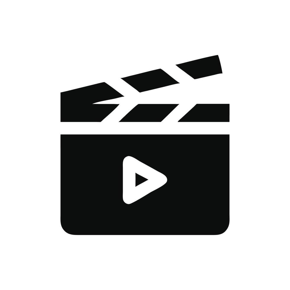 Illustration of a movie clapperboard icon, representing film. vector