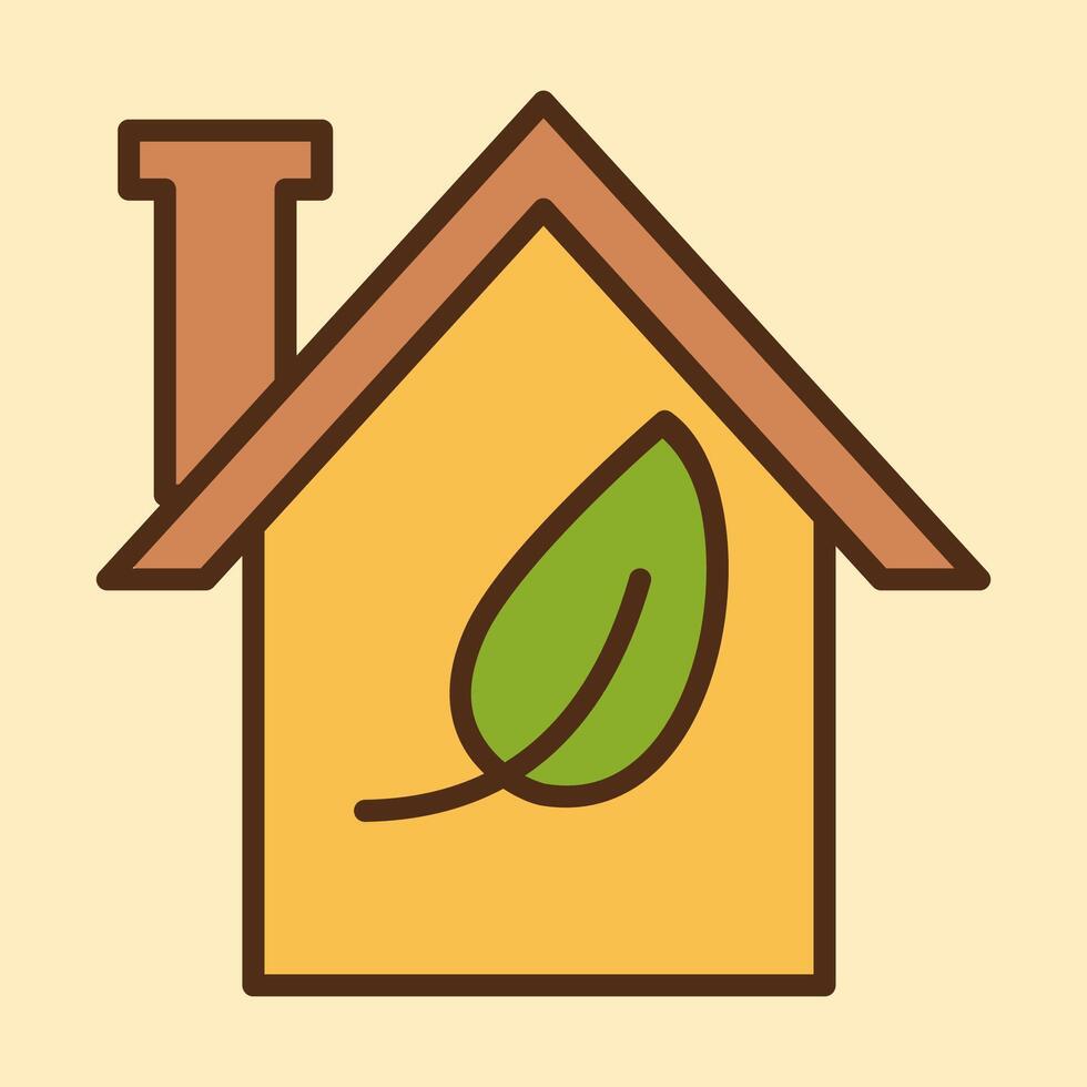 A house with a green leaf on the roof vector