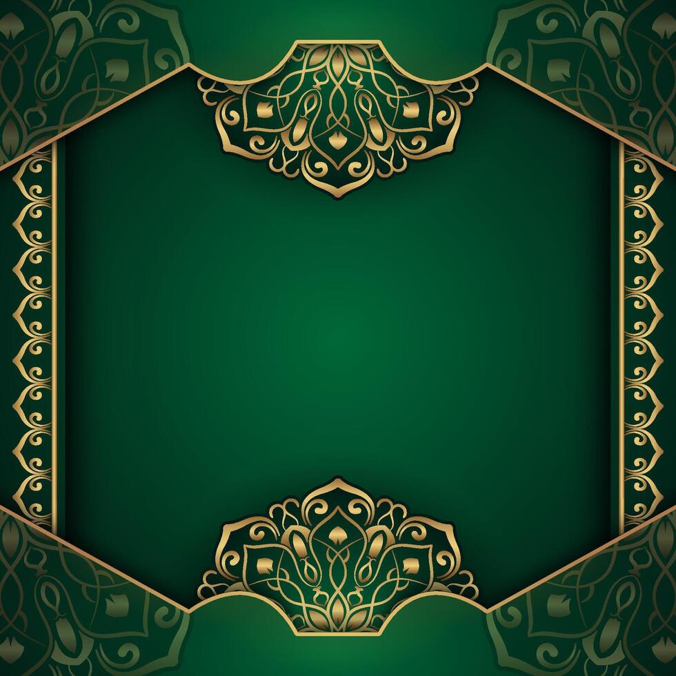 beautiful green background with gold ornaments vector