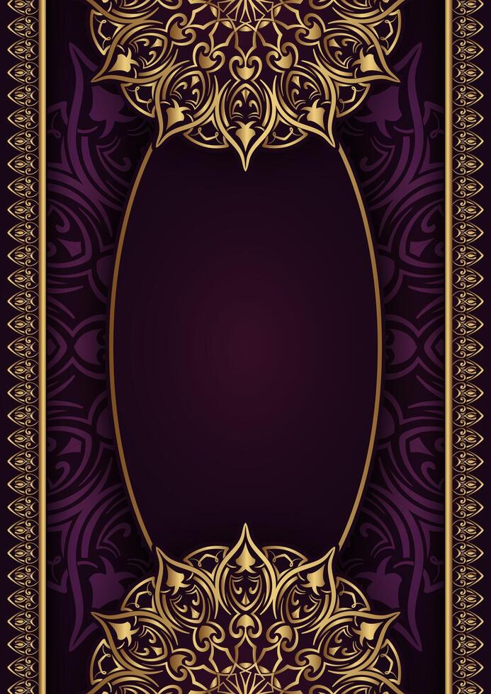 beautiful purple background with gold ornaments vector