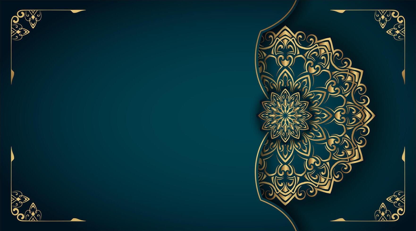 Luxury green background with ornamental mandala gold vector