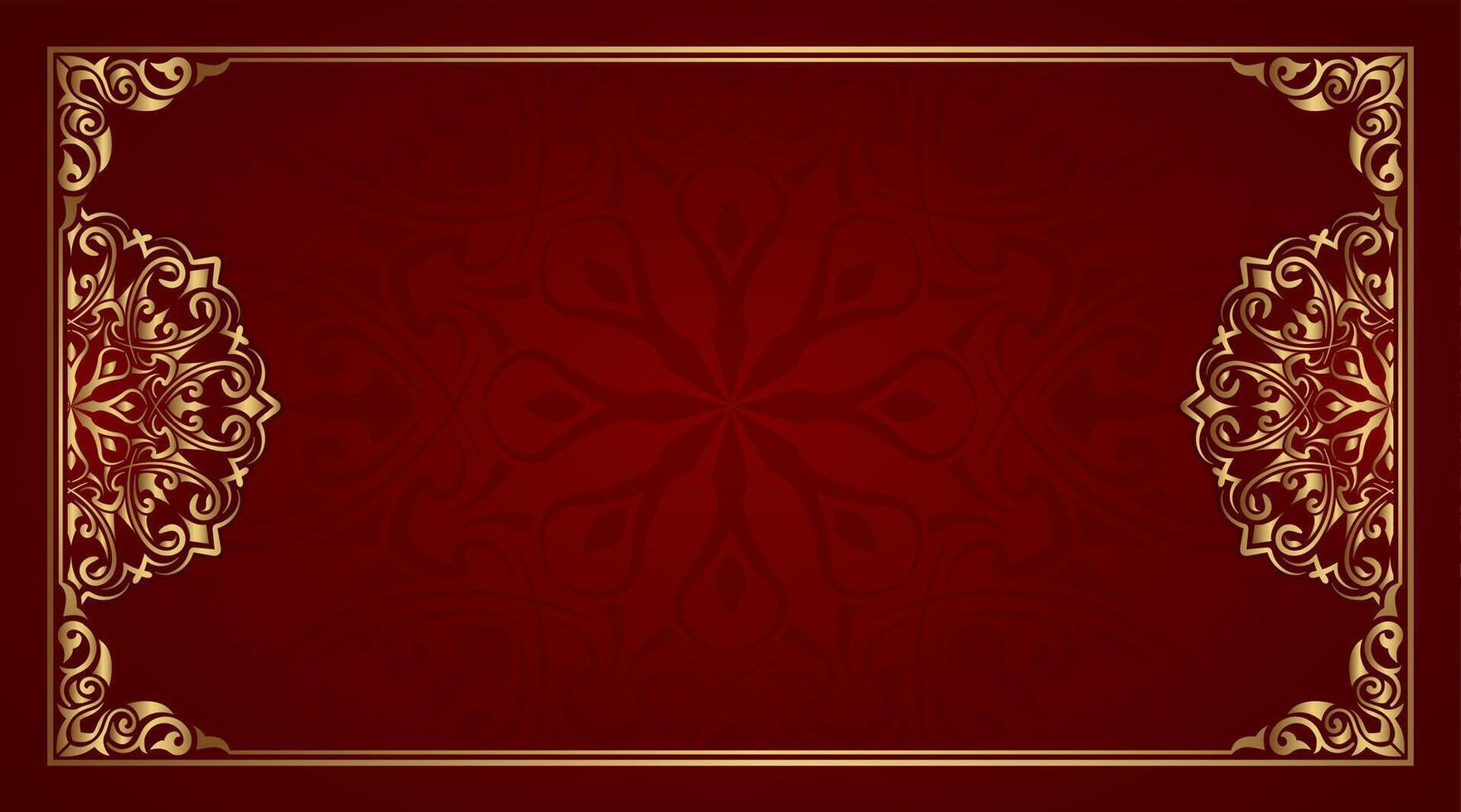 floral frame mandala on red background vector