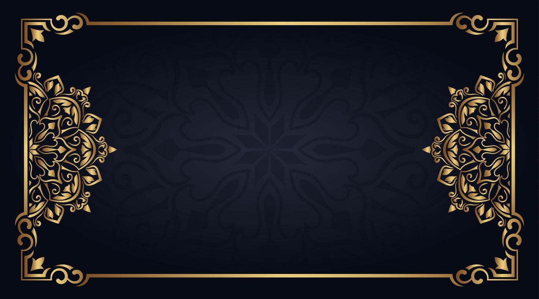 floral frame mandala on black background vector