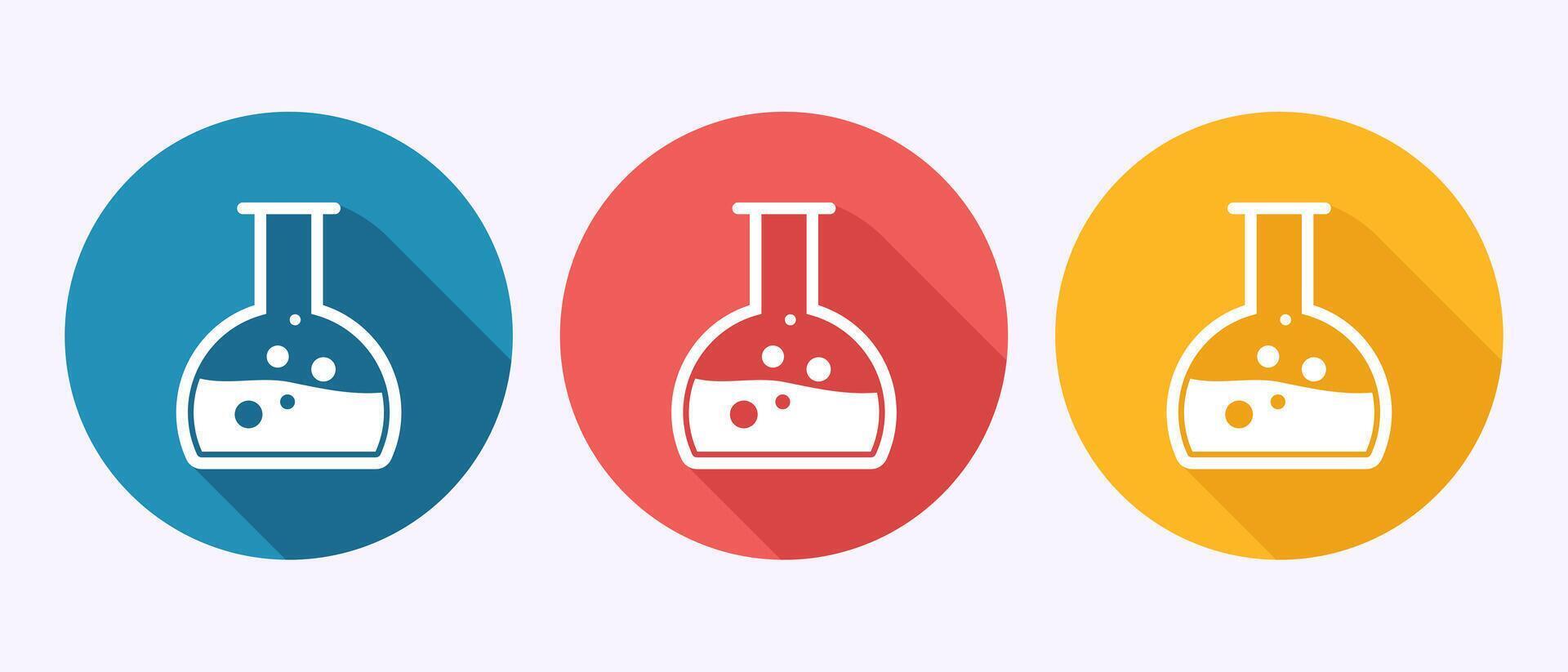 Lab flask icon design, chemical flask symbol in shadow button design vector