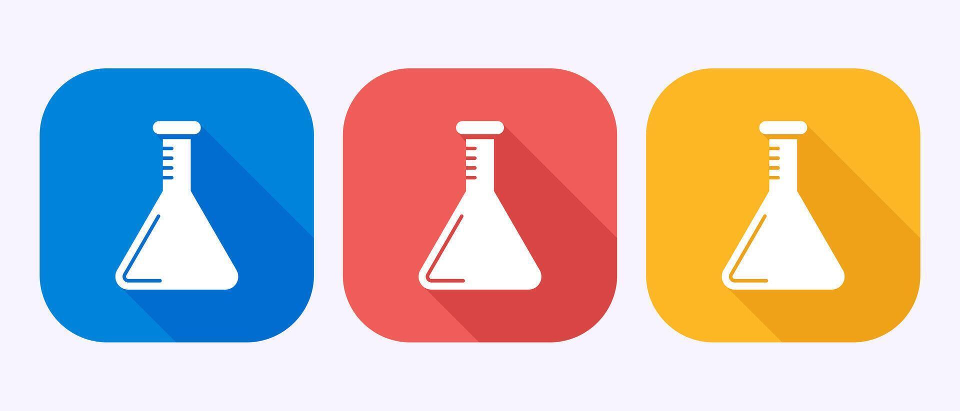 Lab flask icon, chemical flask sign symbol in shadow button design vector