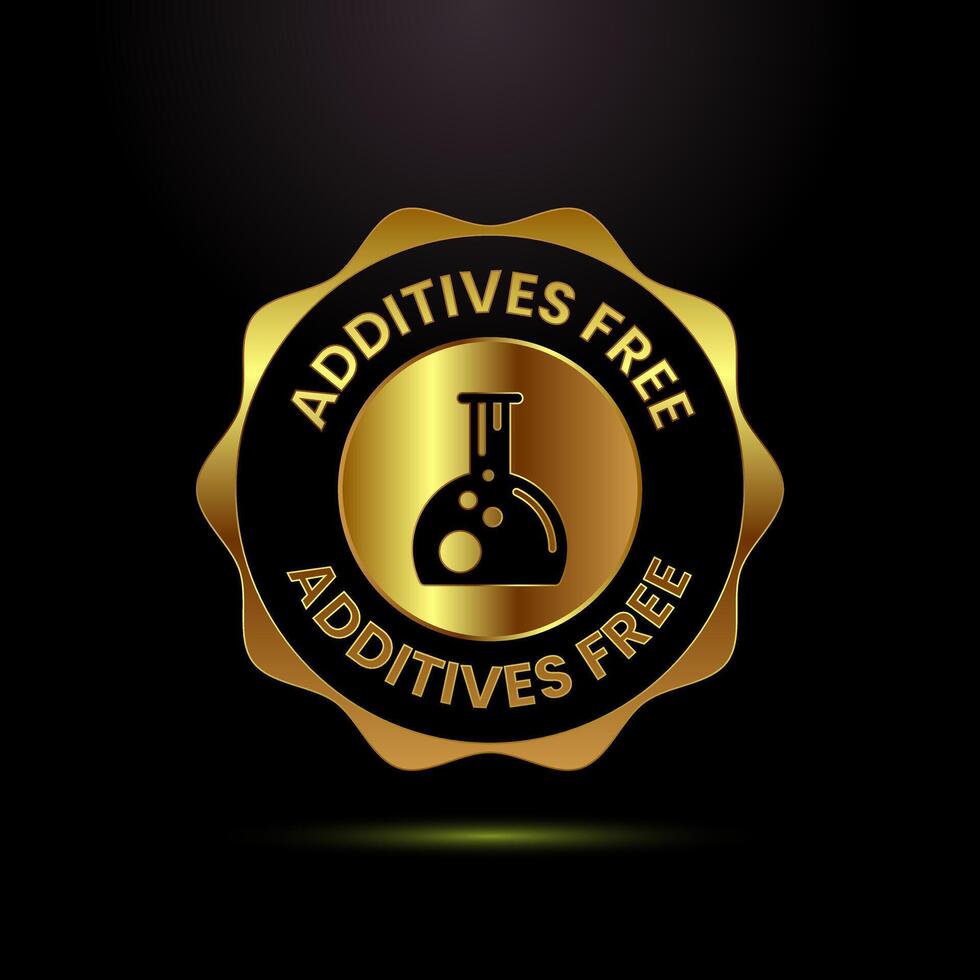 Additives free icon design. No additives badge in gold color style vector