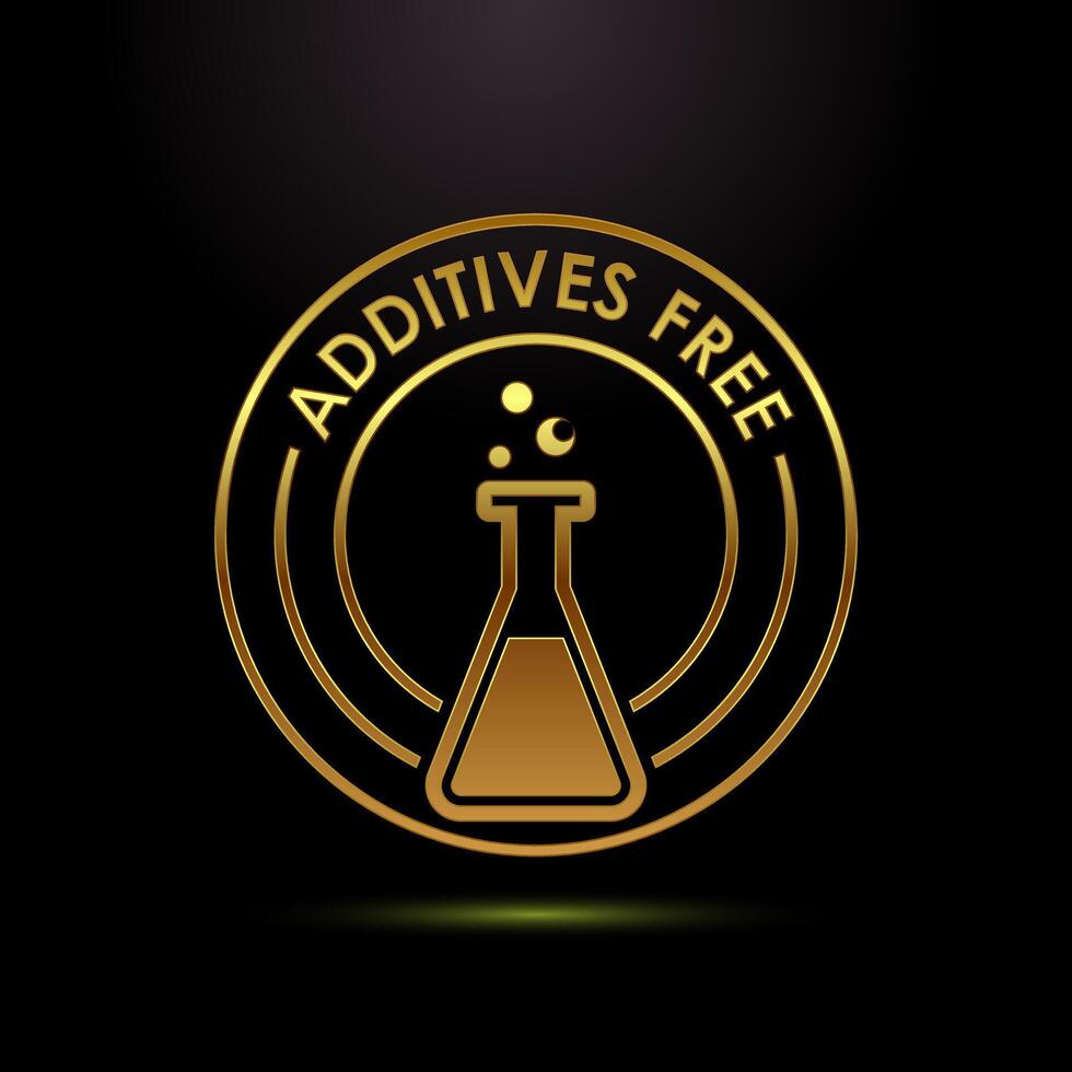 Additives free icon design illustration. No additives badge in gold color style vector