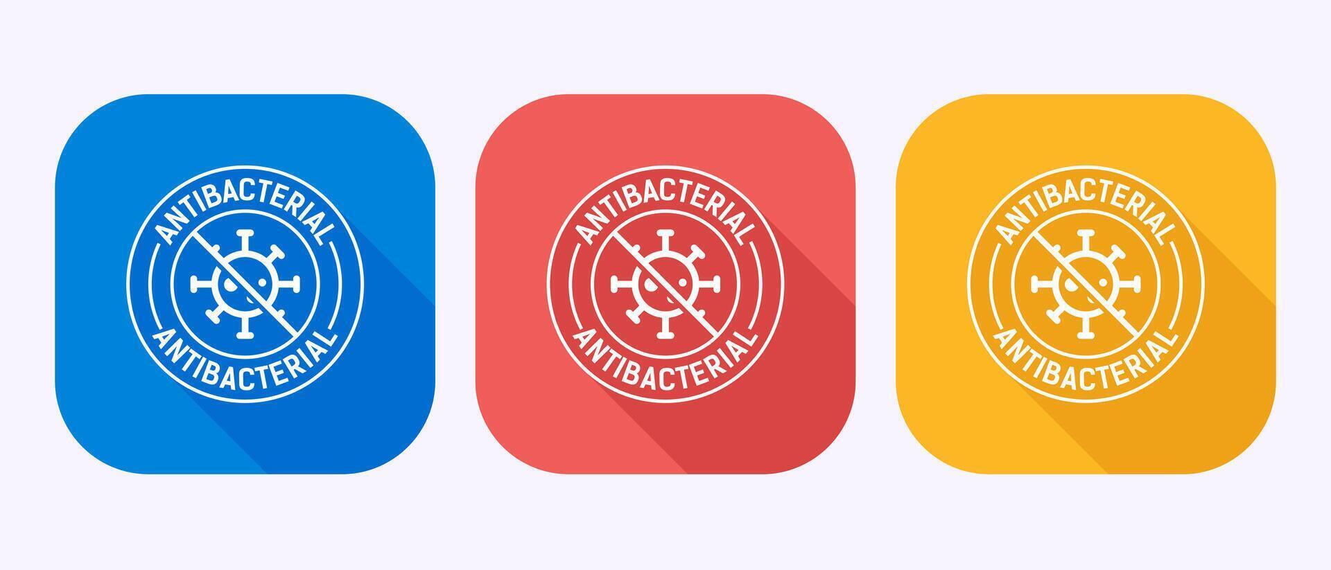Antibacterial icon illustration, Hygiene label symbol in shadow button design vector