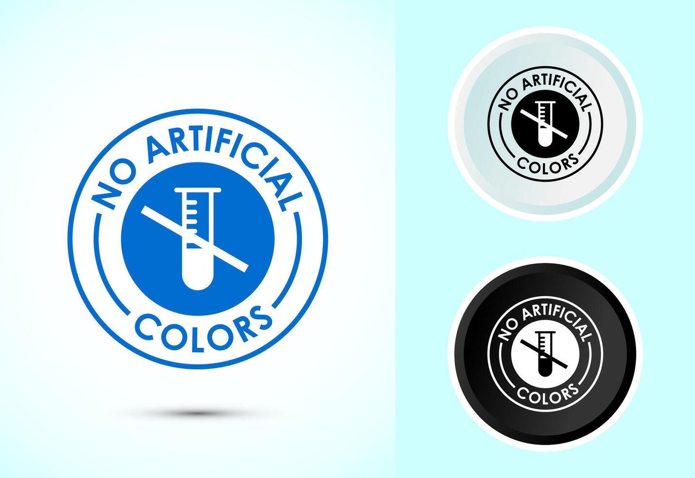 No artificial colors icon illustration, Artificial color free badge label in color, black and white vector