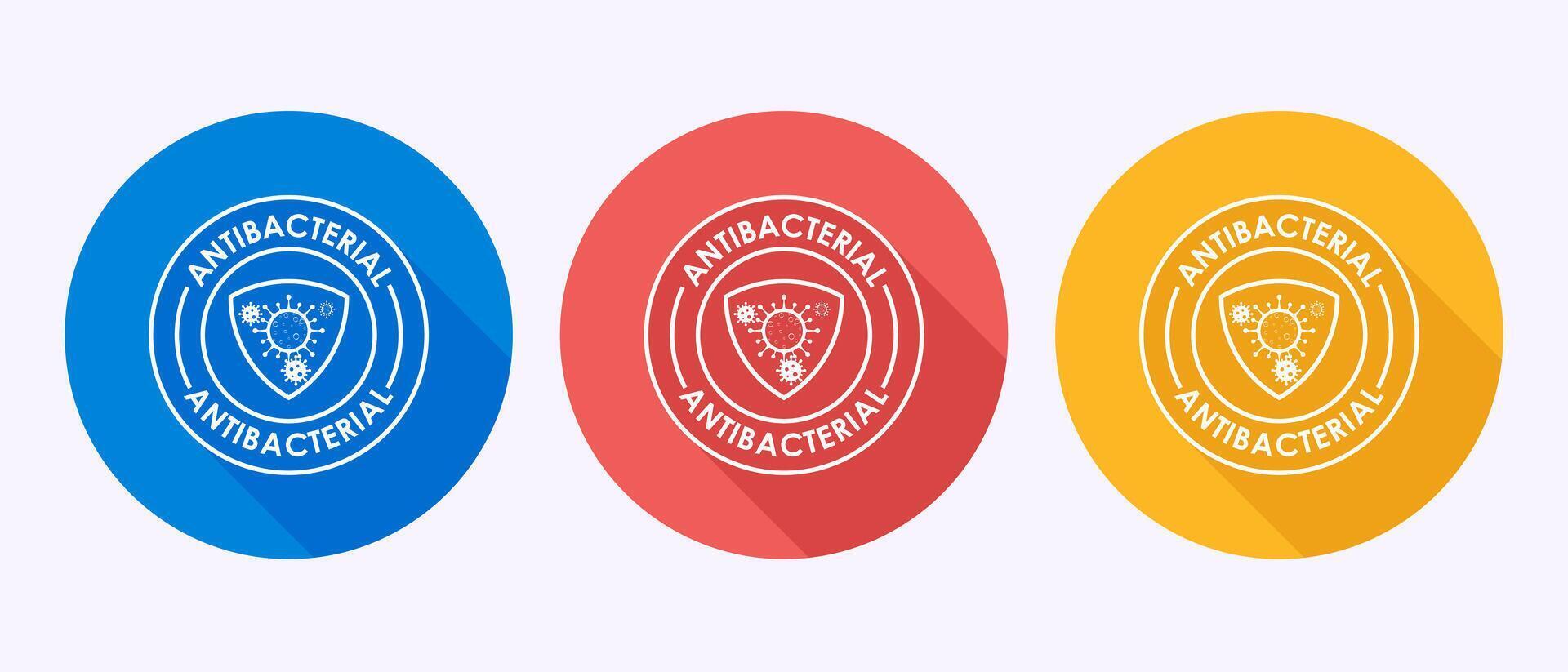 Antibacterial icon design illustration, Hygiene label in shadow button design vector