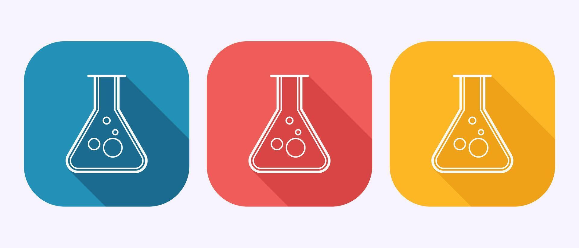 Lab flask icon design illustration, chemical flask sign in shadow button design vector