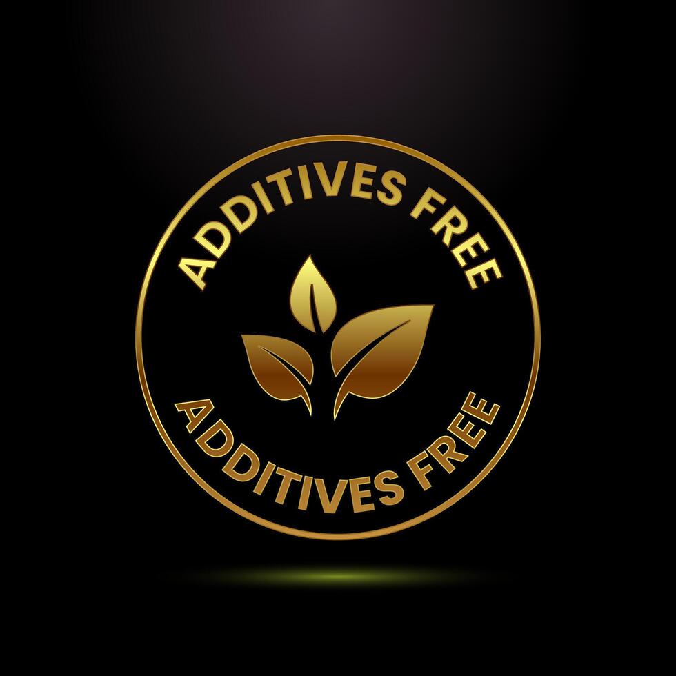 Additives free icon design. No additives label in gold color style vector