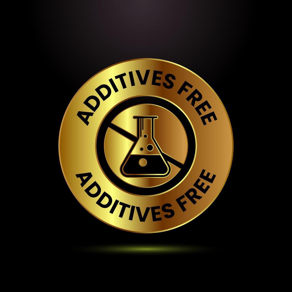 Additives free icon. No additives label badge in gold color style vector