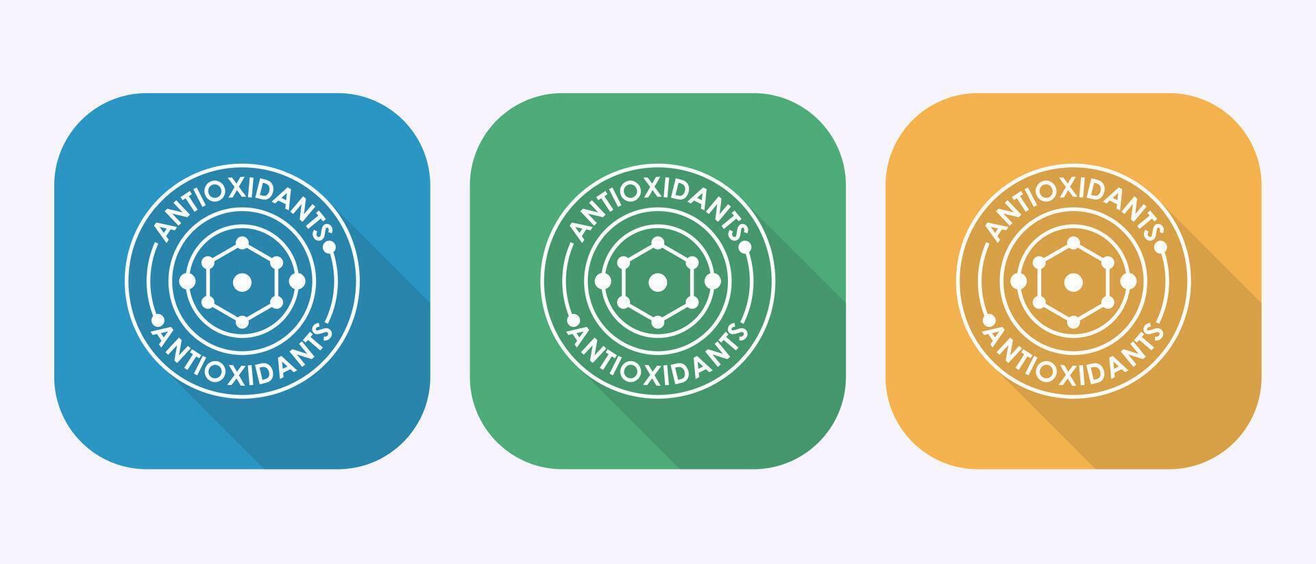 Rich in antioxidants icon design illustration. Antioxidant rich food label symbol in shadow button design vector