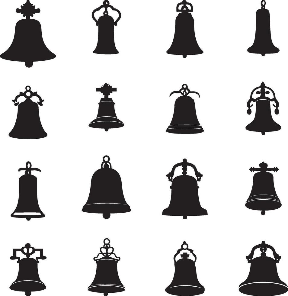 Collection of Various Black Silhouette Bells vector