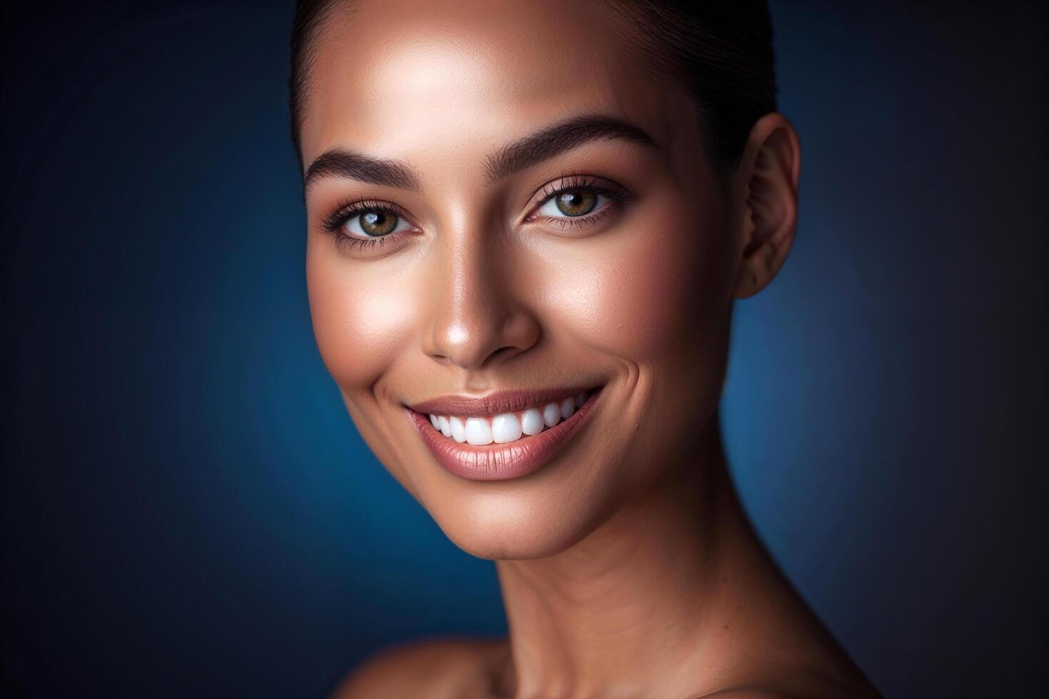 Beautiful woman with clean skin and bright eyes photo