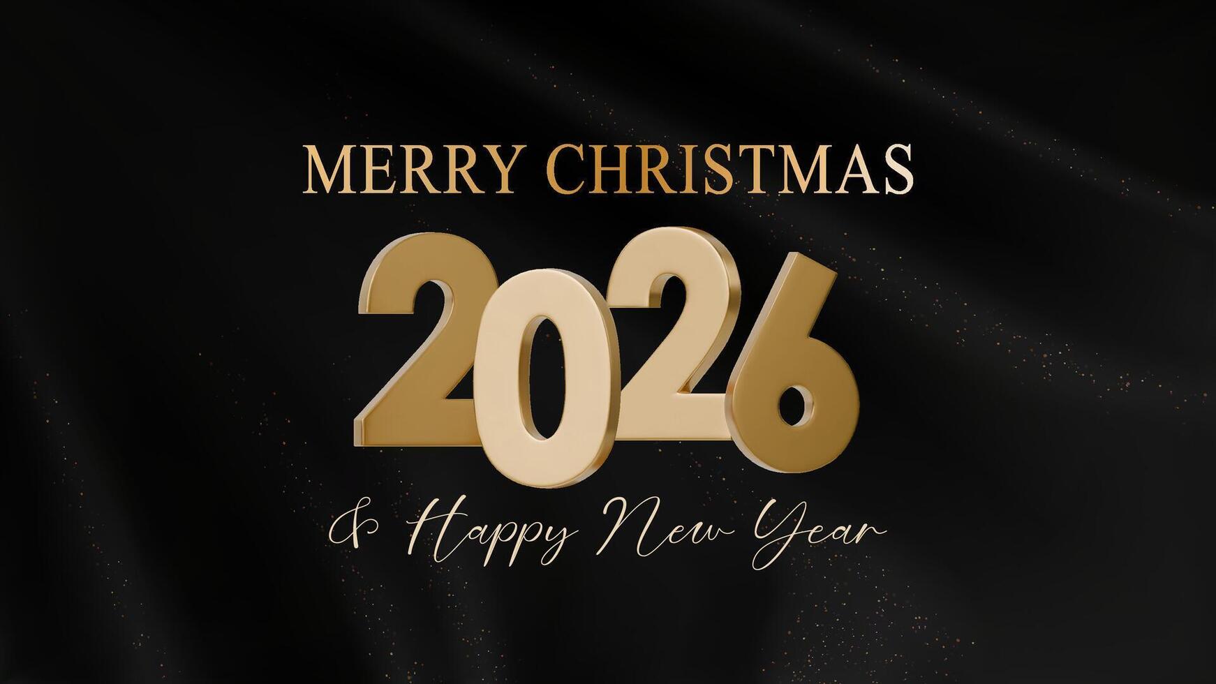 Happy new year 2026. 3D Festive design with golden number on a background of black fabric. Luxury design for Christmas and New Year banners, flyers. vector