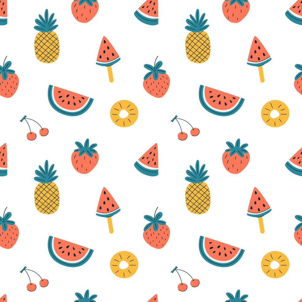 Seamless pattern with summer fruits vector