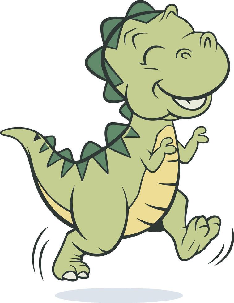 Happy cartoon dinosaur running isolated on white background vector