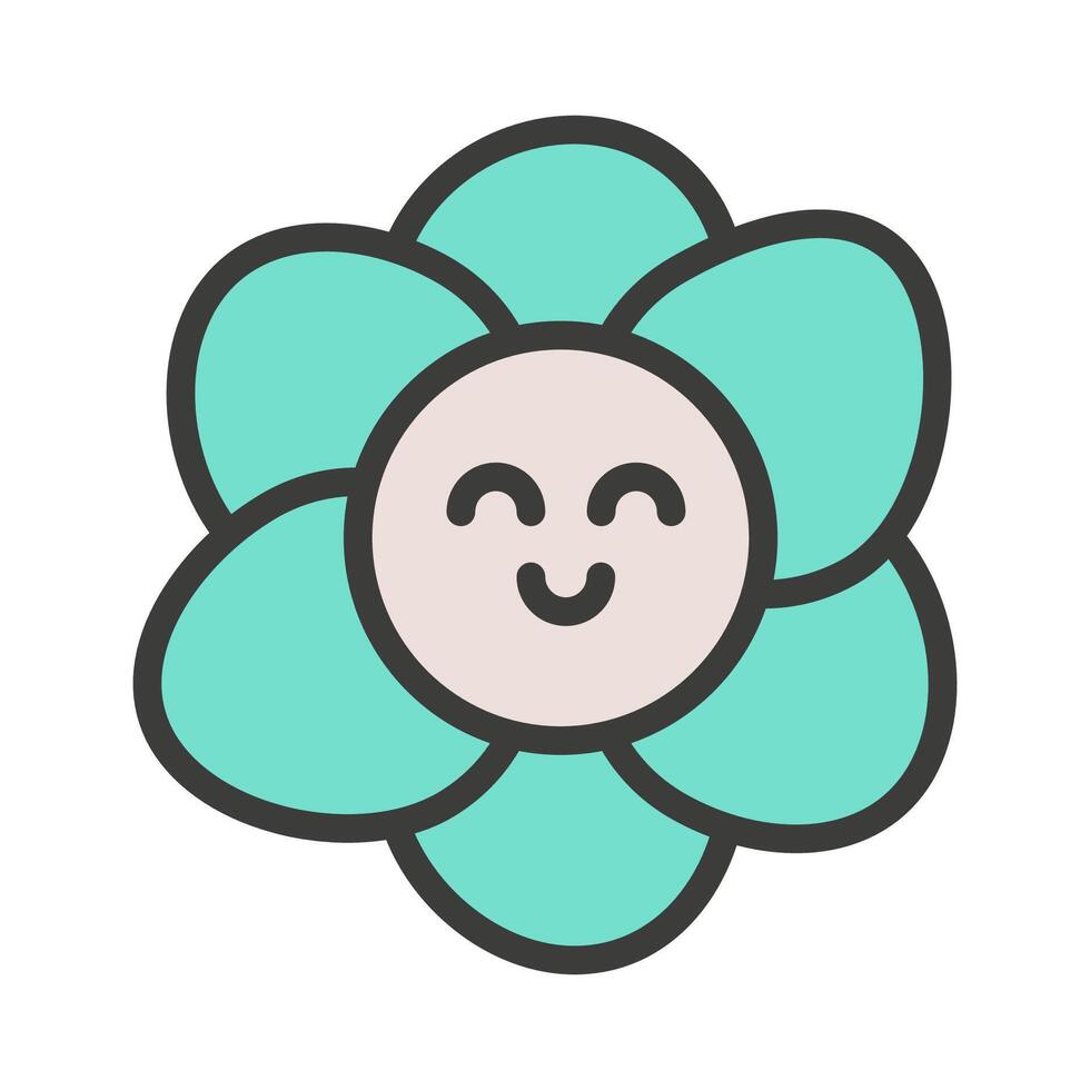 Groove with a smile green retro flower icon vector
