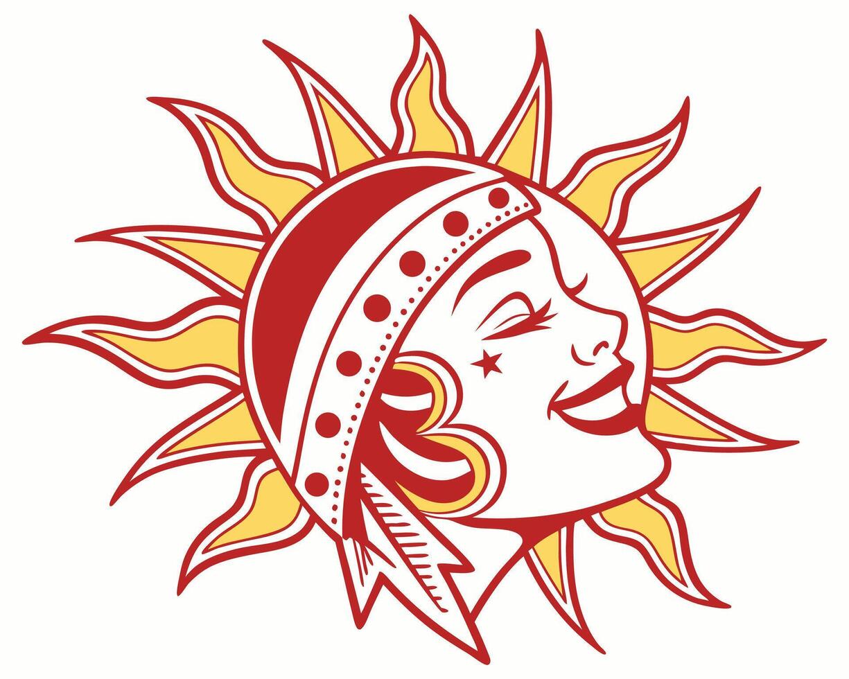 Smiling sun goddess silhouette design vector