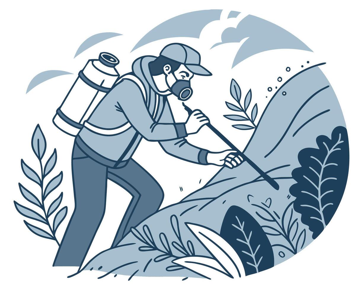 Pest control worker silhouette illustration vector