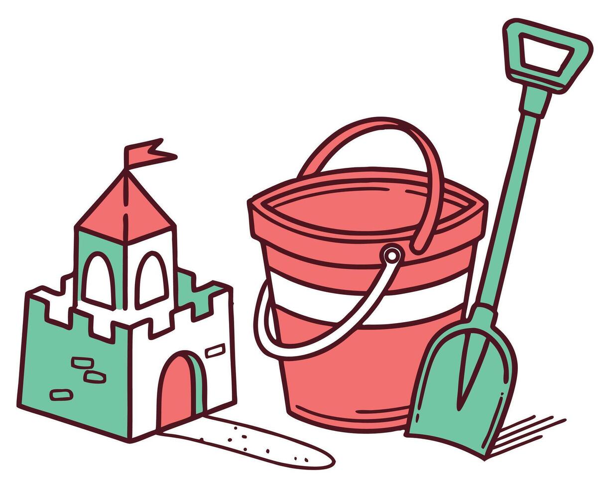 Sandcastle bucket and shovel silhouette vector