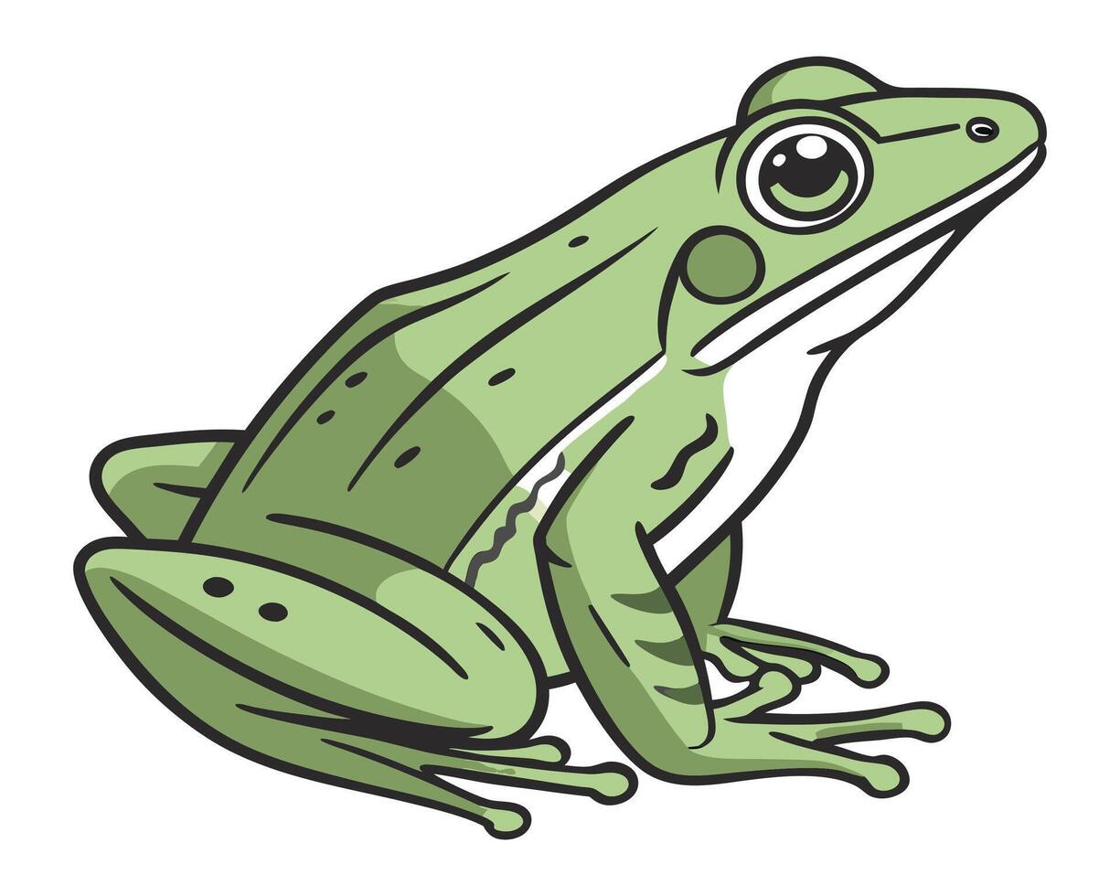 Cute green frog silhouette illustration vector