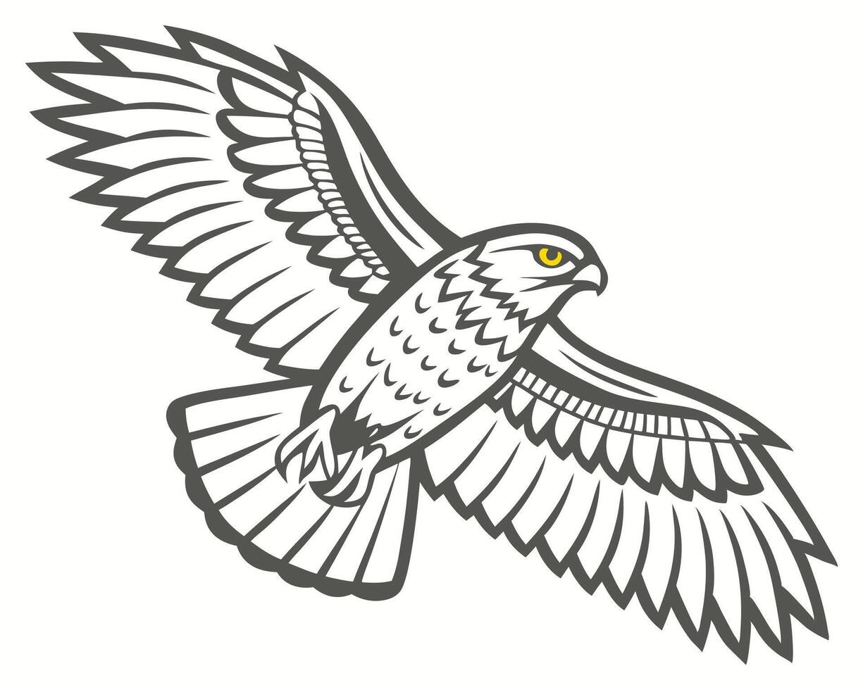 Majestic hawk in flight silhouette vector