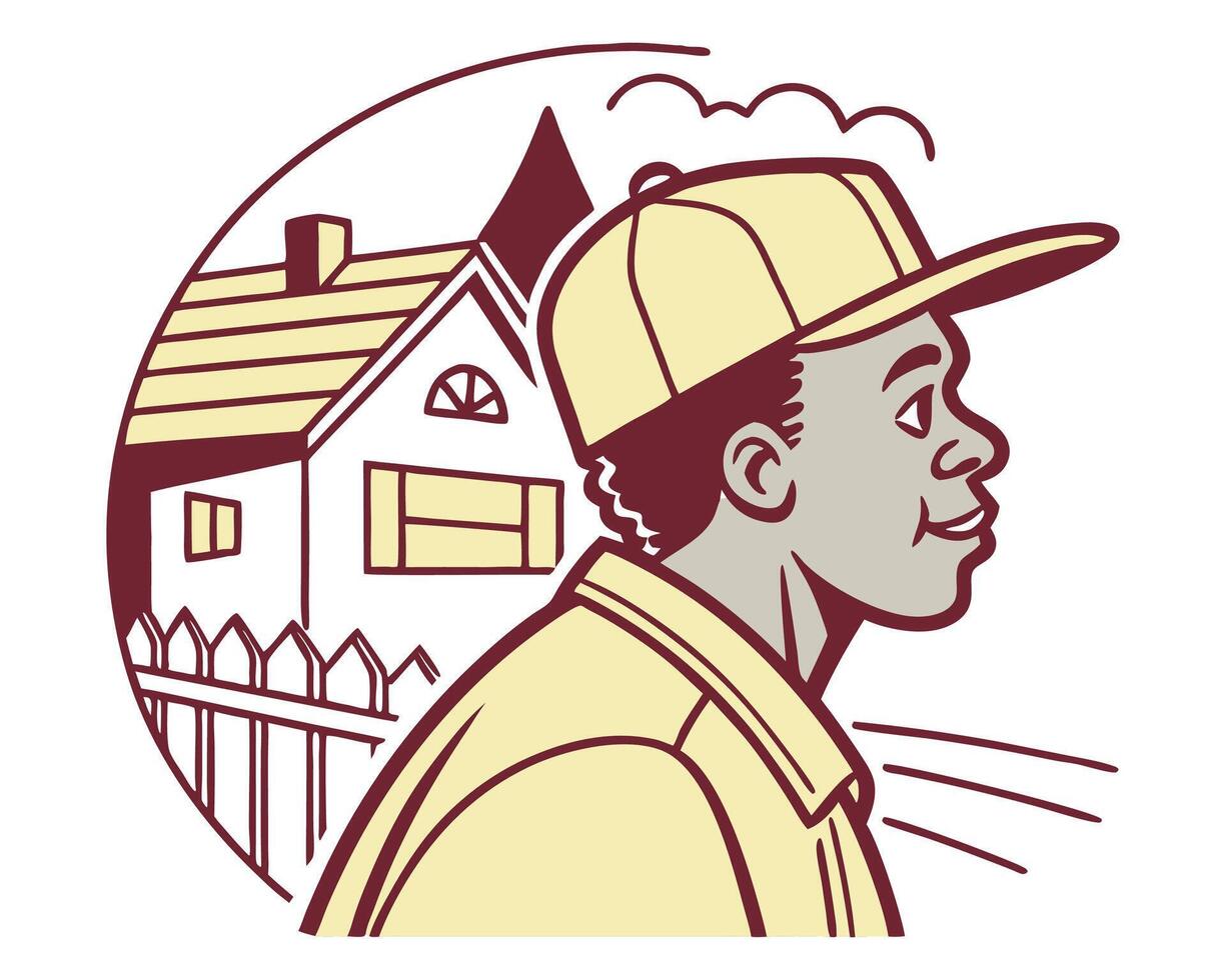 Young person in baseball cap silhouette vector