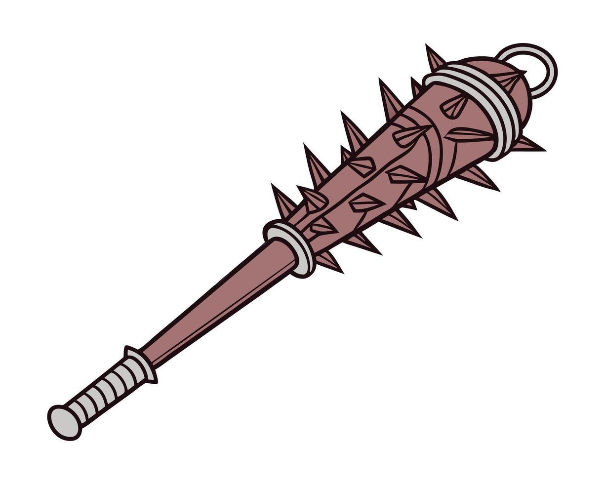 Spiked medieval mace silhouette vector