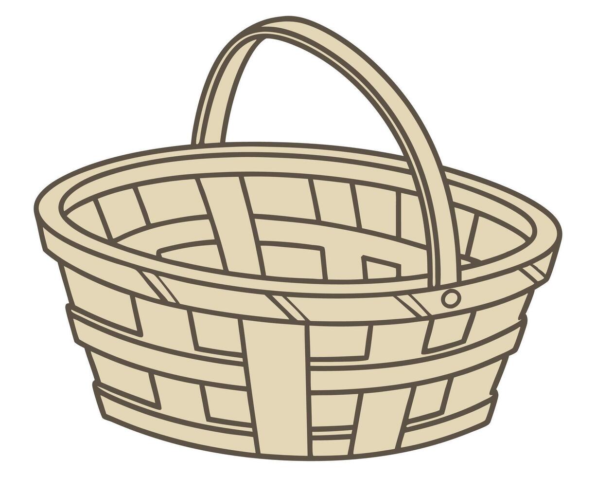 Empty wicker basket vector
