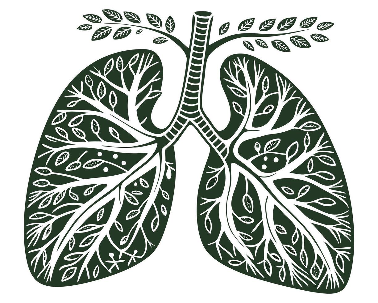 Lungs and trees silhouette illustration vector