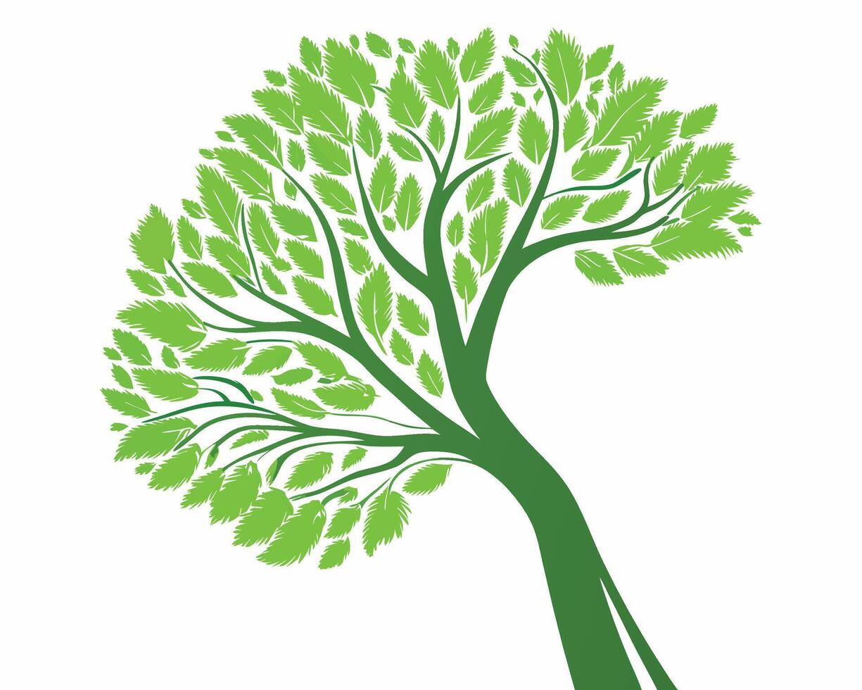 Green leafy tree silhouette vector
