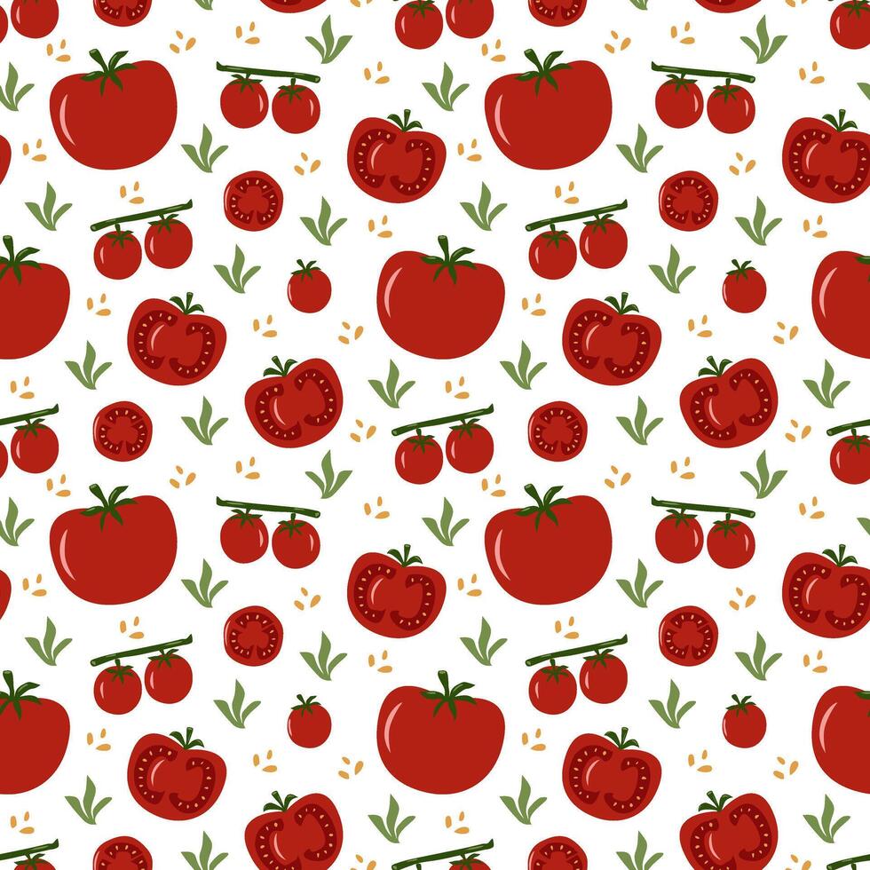 red tomatoes vegetables seamless pattern decoration fresh vector