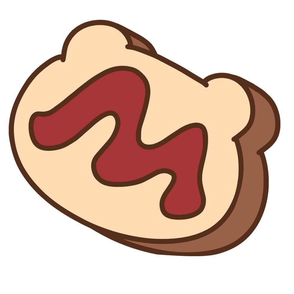 Toast with Jam Cute Hand Drawn Illustration vector