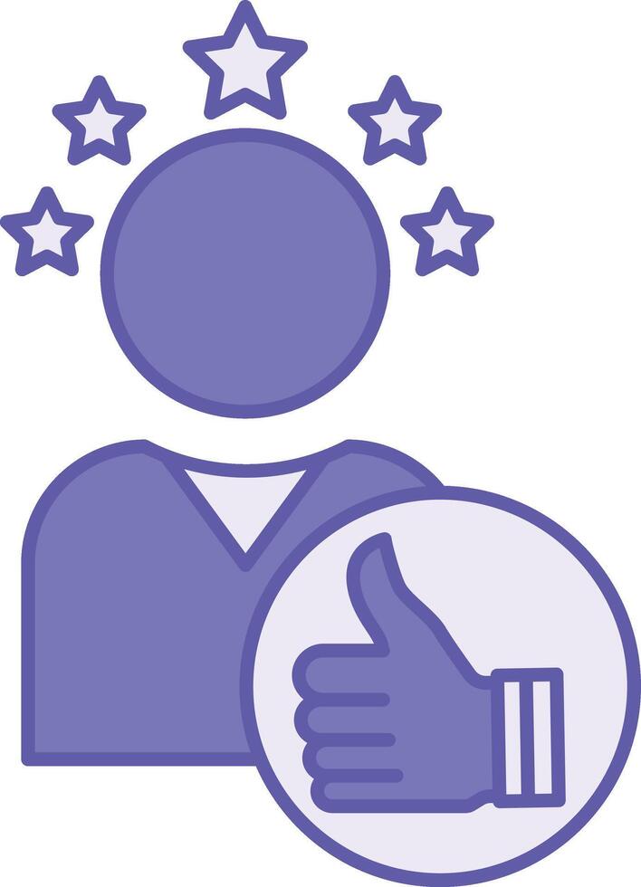 Colored Credibility Icon. Illustration. Quality That Allows You to Believe or Trust. Reliability, Authority. Hand with Thumbs Up and Five Stars. Influencer Concept vector